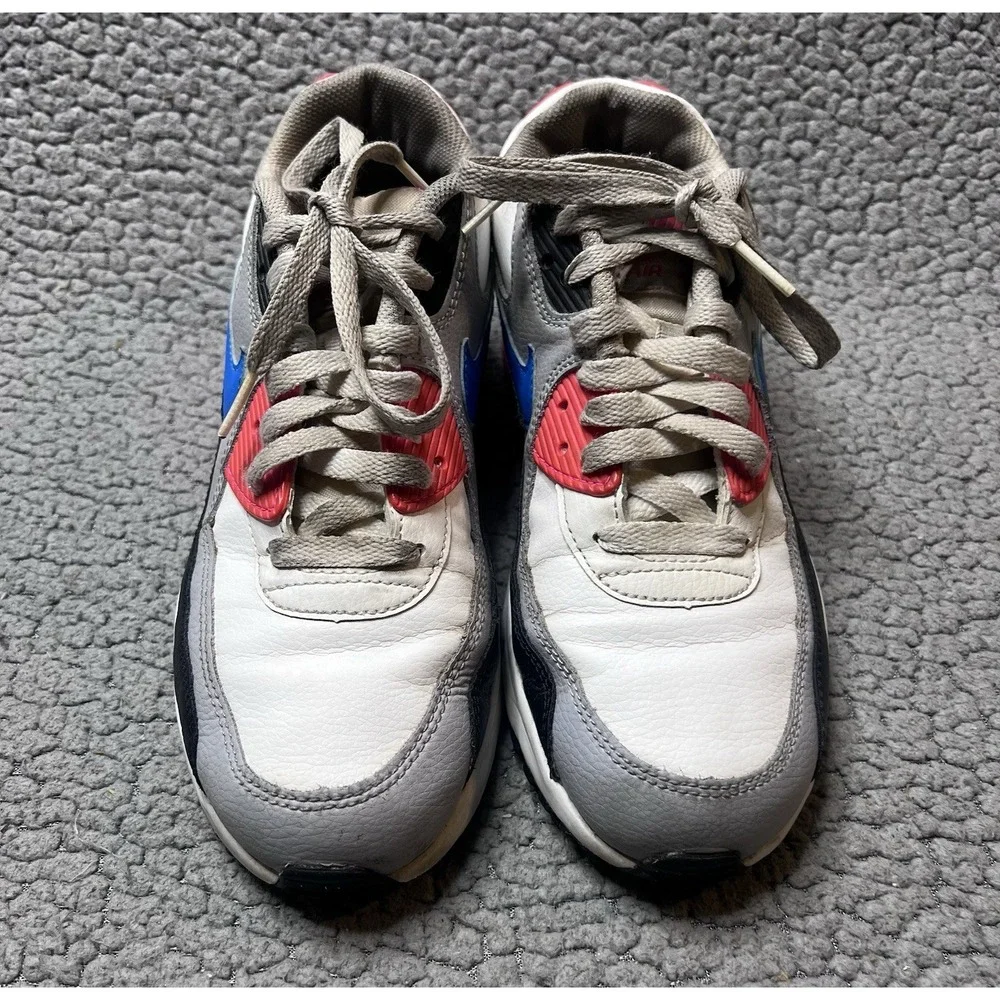 Nike Air Max 90 GS Girls Youth Size 6.5 Y White, Blue & Pink Athletic Shoes